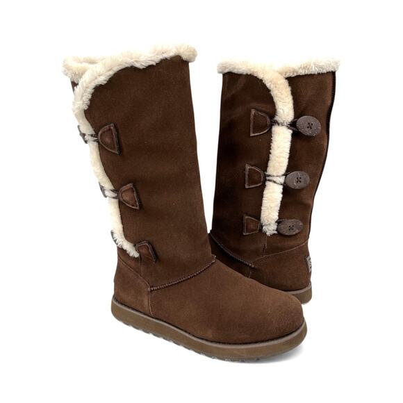 Skechers Shoes - SKECHERS Womens Brown Suede Faux Fur Lined Winter Boots Womens 7.5